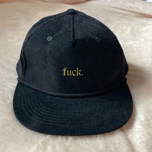 F*** Baseball Cap - Black Corduroy with Gold Embroidery M/L